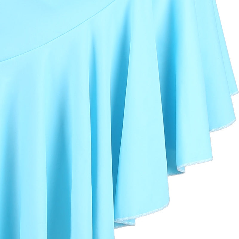 Customisable-Women's Light Blue Ruffle DanceWear Dance Dress Performance Wear