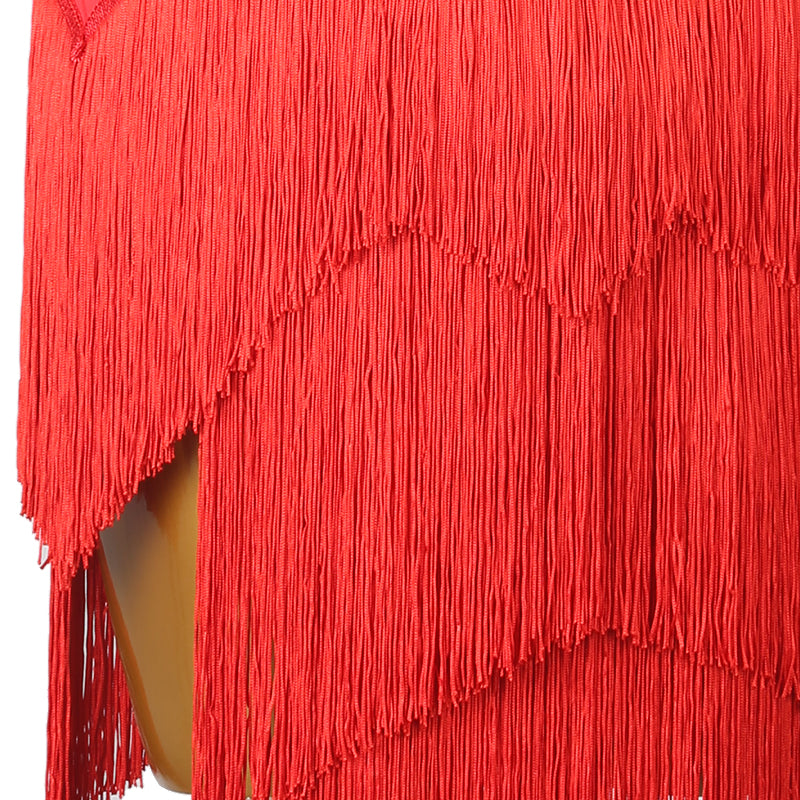 Customisable-Women's Long Sleeve Tassel DanceWear Dance Dress Performance Wear