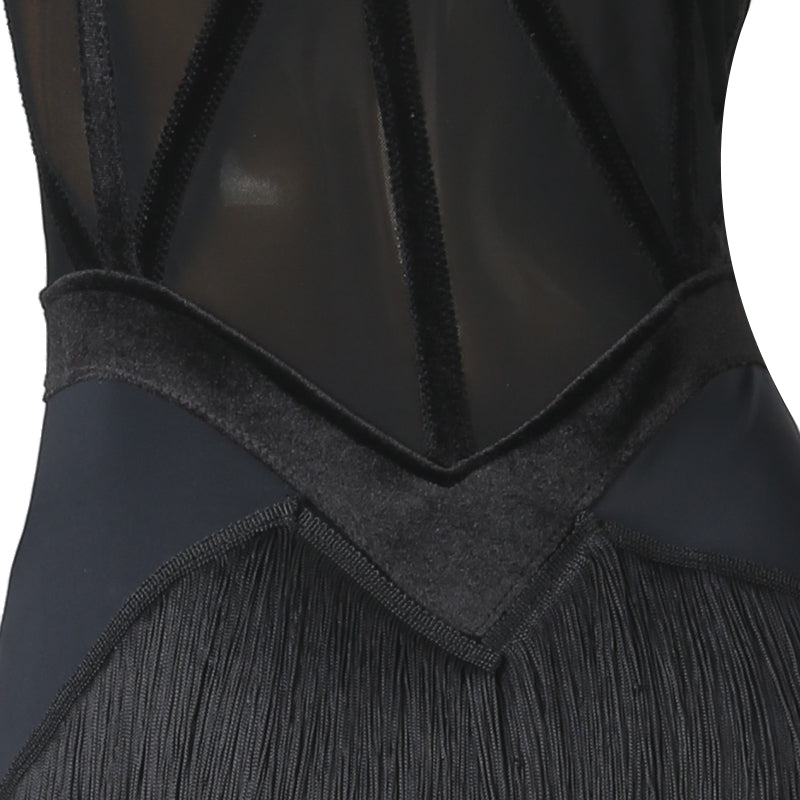 Customisable-Women's Long Sleeve Tassel DanceWear Dance Dress Performance Wear