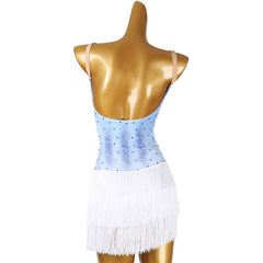 Customisable-Women's Sky Blue Tassel DanceWear Dance Dress Performance Wear
