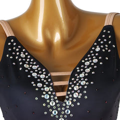 Customisable-Women's Black Tassel DanceWear Dance Dress Performance Wear