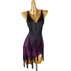 Customisable-Women's Purple Tassel DanceWear Dance Dress Performance Wear