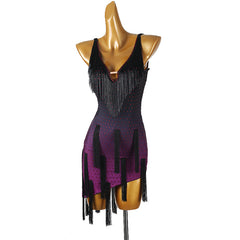 Customisable-Women's Purple Tassel DanceWear Dance Dress Performance Wear