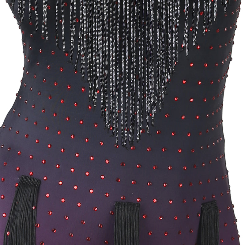 Customisable-Women's Purple Tassel DanceWear Dance Dress Performance Wear