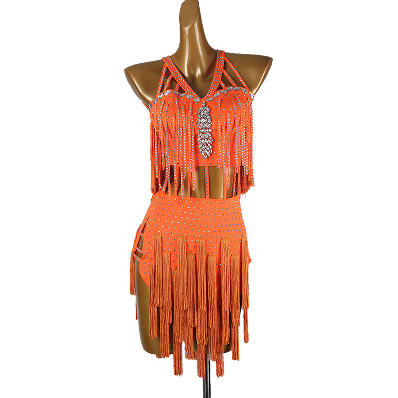 Customisable-Women's Tassel DanceWear Dance Dress Performance Wear