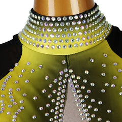 Customisable-Women's 3/4 Sleeve Yellow DanceWear Dance Dress Performance Wear