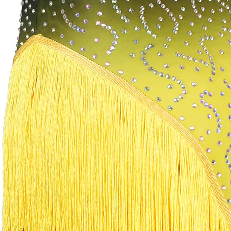 Customisable-Women's 3/4 Sleeve Yellow DanceWear Dance Dress Performance Wear