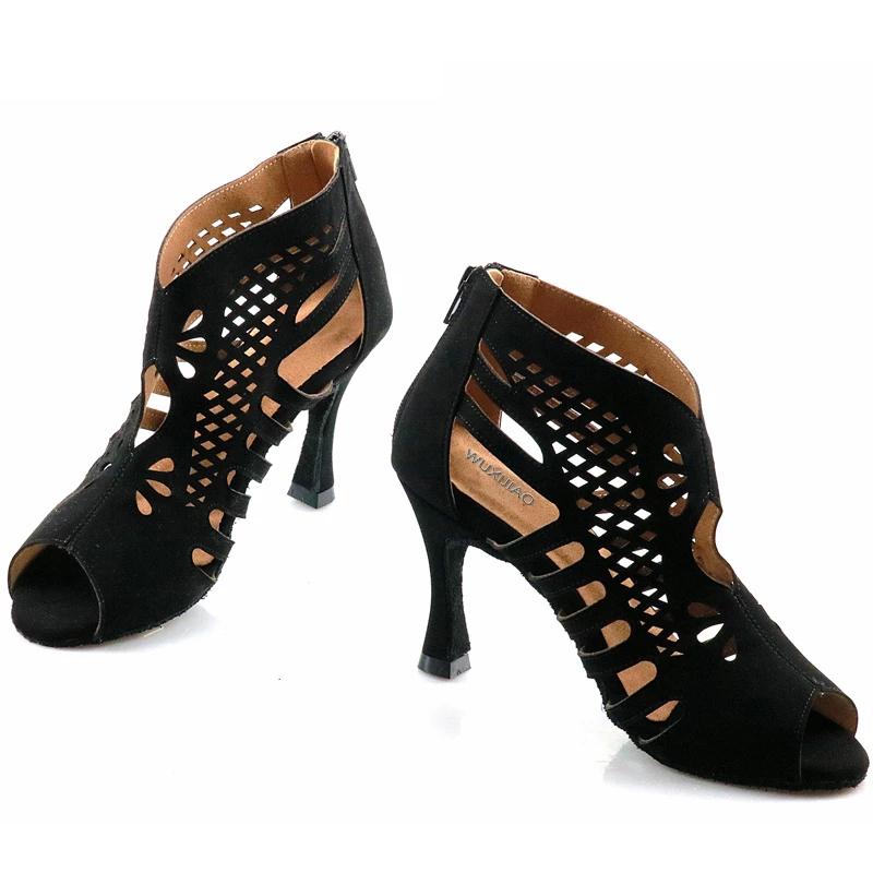 Women's Suede Customized Heel Dance Boots Salsa Dance Shoes