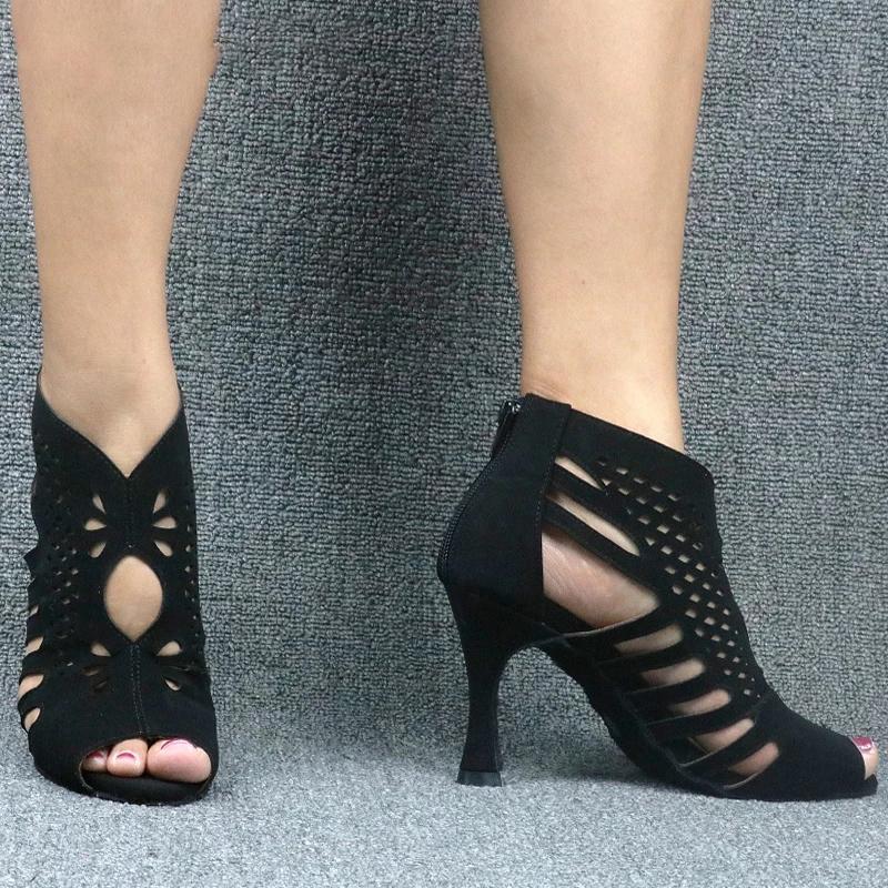Women's Suede Customized Heel Dance Boots Salsa Dance Shoes