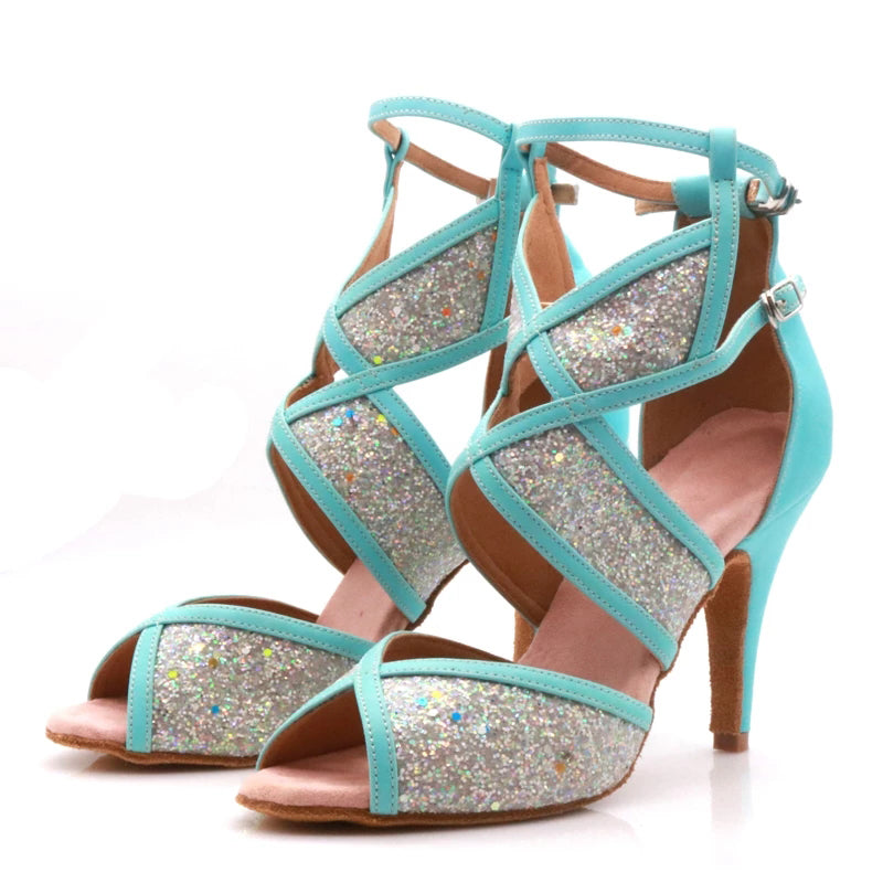 Women's Fluorescent PU Customized Heel Heels Dance Boots Salsa Dancing Shoes