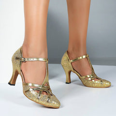 Women's Sparkling Glitter Customized Heel Ballroom Dance Shoes Modern Dance Shoes