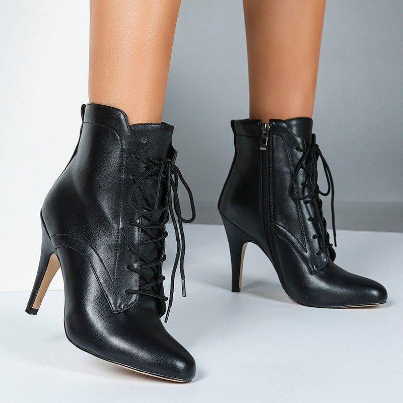 Women's Rubber Sole Customized Heel Rubber Sole JazShoes Lace-up Dance Heels Boots