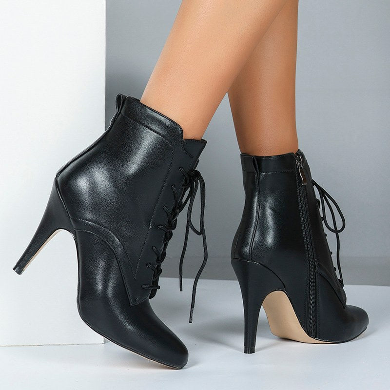 Women's Rubber Sole Customized Heel Rubber Sole JazShoes Lace-up Dance Heels Boots
