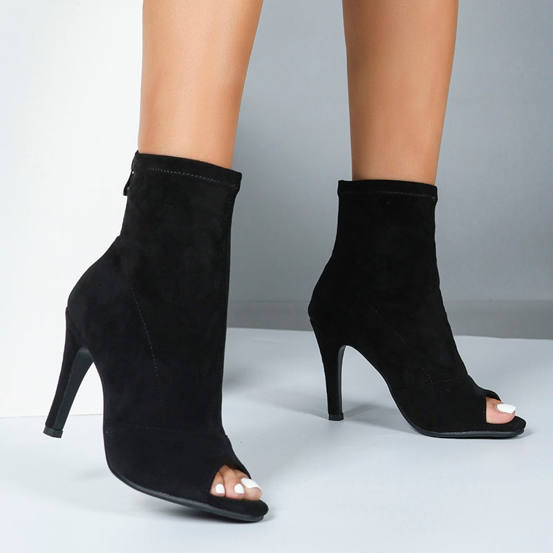 Women's 10cm Slim High Heel JazDance Shoes Heels Open Toe Dance Boots