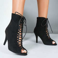 Women's Black Rubber Sole Customized Heel Heels Dancer Boots JazSalsa Dancing Shoes