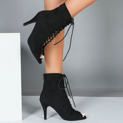 Women's Black Rubber Sole Customized Heel Heels Dancer Boots JazSalsa Dancing Shoes