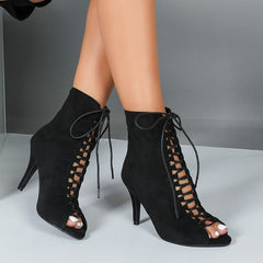 Women's Black Rubber Sole Customized Heel Heels Dancer Boots JazSalsa Dancing Shoes