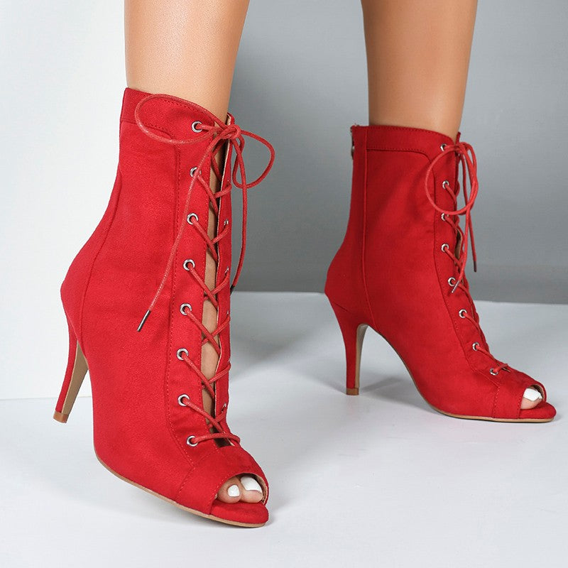 Women's Customized Heel Suede Heels Lace-up Rubber Sole Dance Boots Dance Boots JazSalsa Dance Shoes