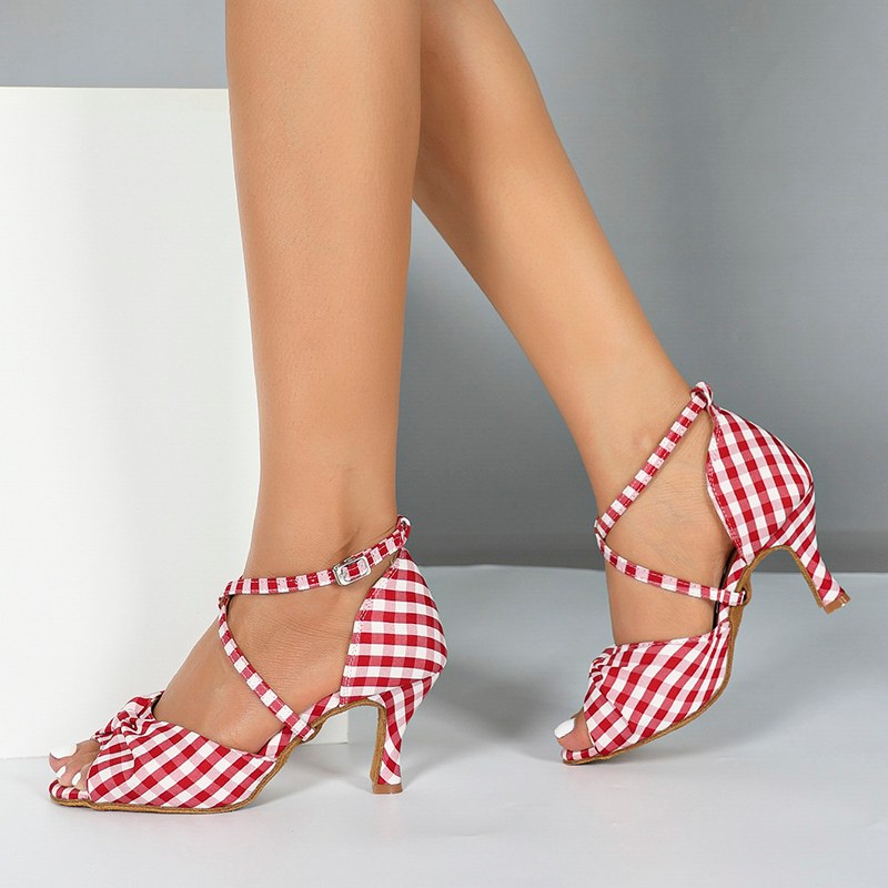 Women's Red Customized Heel Latin Dance Shoes Ballroom Dance Shoes