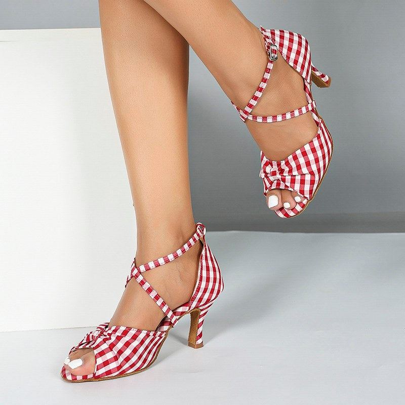 Women's Red Customized Heel Latin Dance Shoes Ballroom Dance Shoes