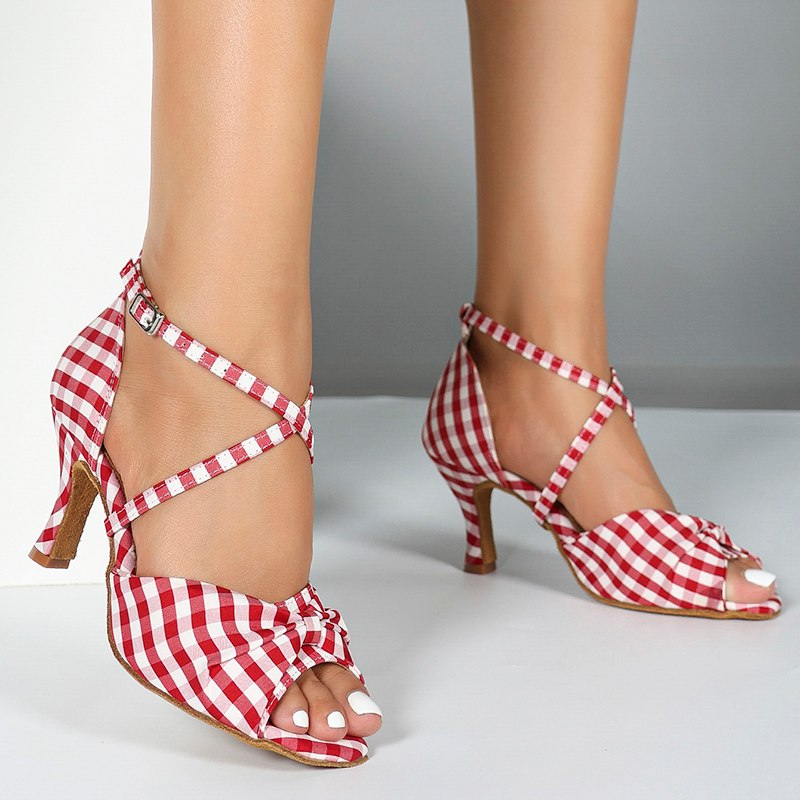 Women's Red Customized Heel Latin Dance Shoes Ballroom Dance Shoes