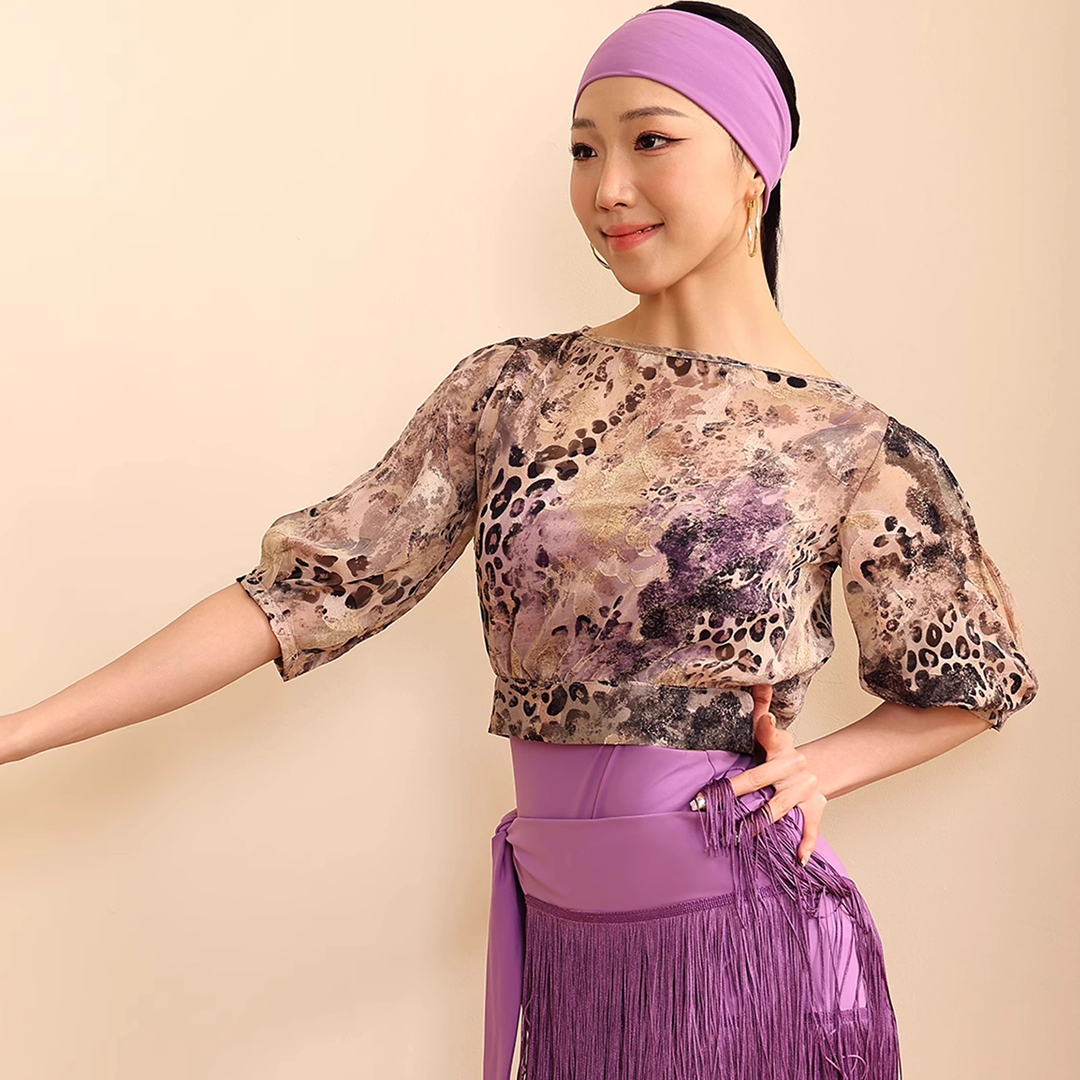 Women's Short Sleeves Latin Dance Tops Dance Wear Training Performance Dance Tops