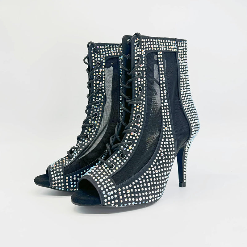 Women's Customized Heel Rhinestone Satin Customized Heels Dance Boots JazSalsa Dancing Shoes