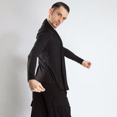 YJFY-Men's Long Sleeve V Neck Latin Dance Tops Dance Wear