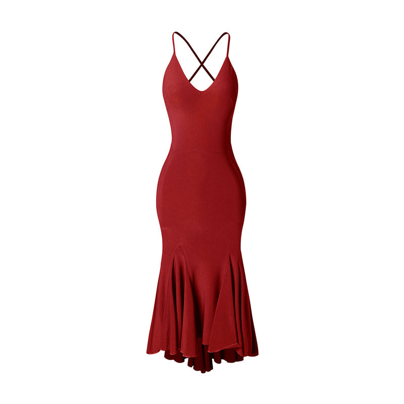 Women's Milk Silk Strapless Backless Dance Dress DanceWear