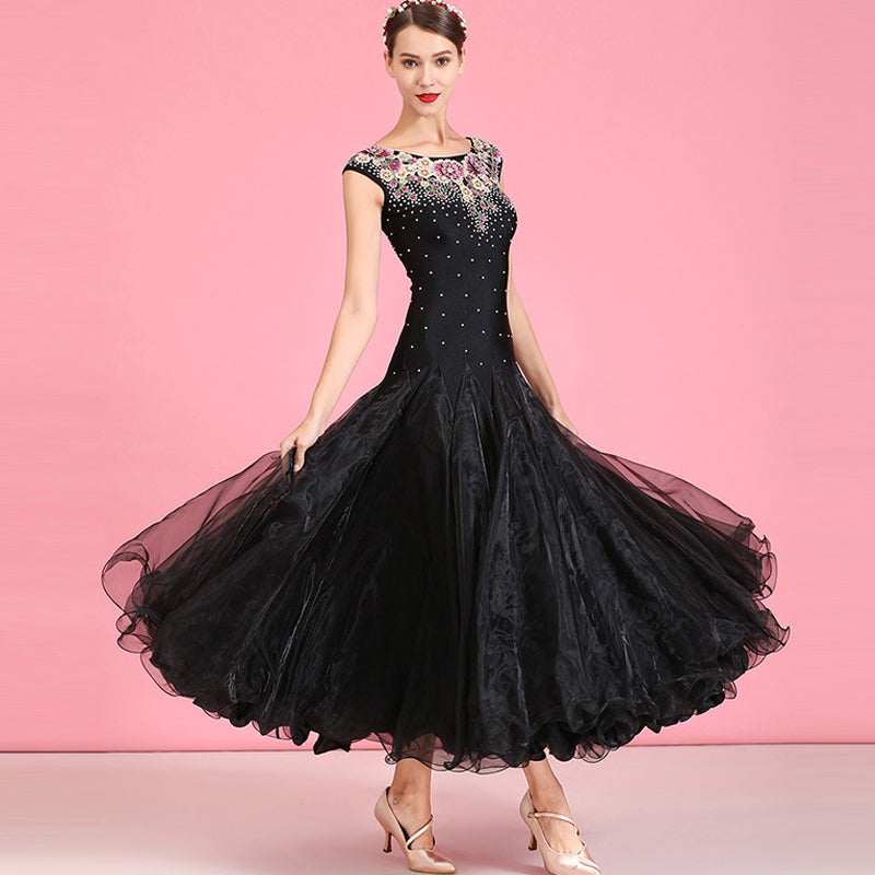 Women's Sleeveless Floral Print Ballroom Dance Costume Dress Modern Dance Swing Dress Training Performance Dance Wear