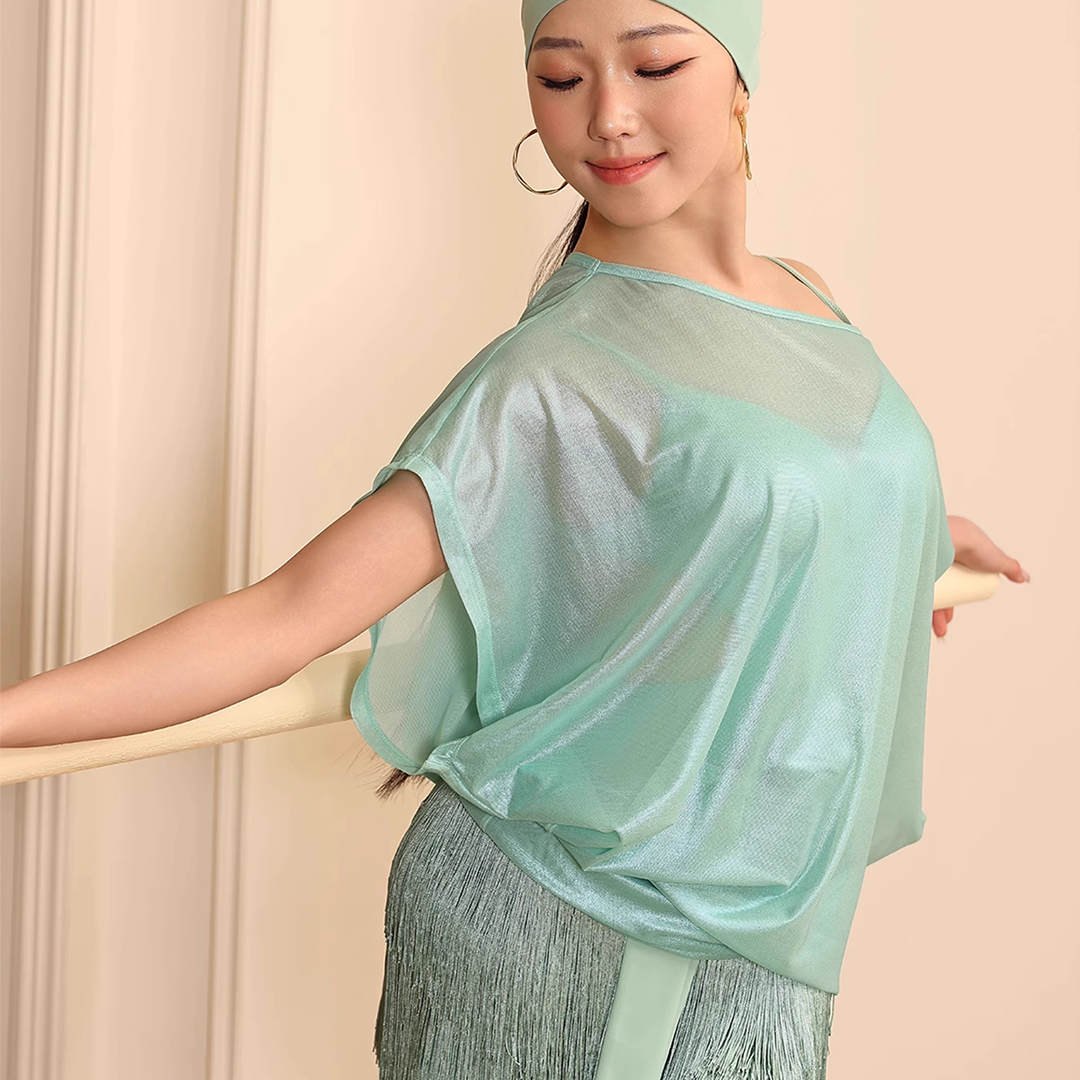 Women's Short Sleeve Latin Dance Dress Dance Wear Training Performance Dress