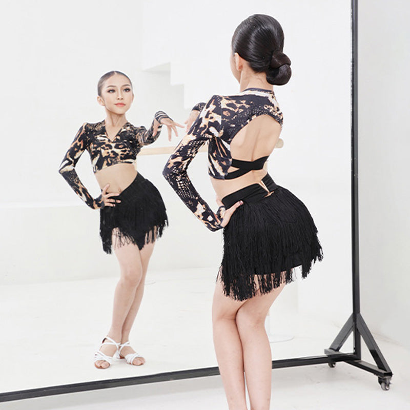 Girls Milk Silk Tassel Latin Dance Srt Dance Wear