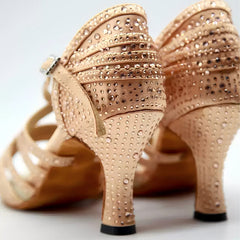 Women's Satin Rhinestone Customized Heel Latin Shoes Salsa Shoes Ballroom Dance Shoes