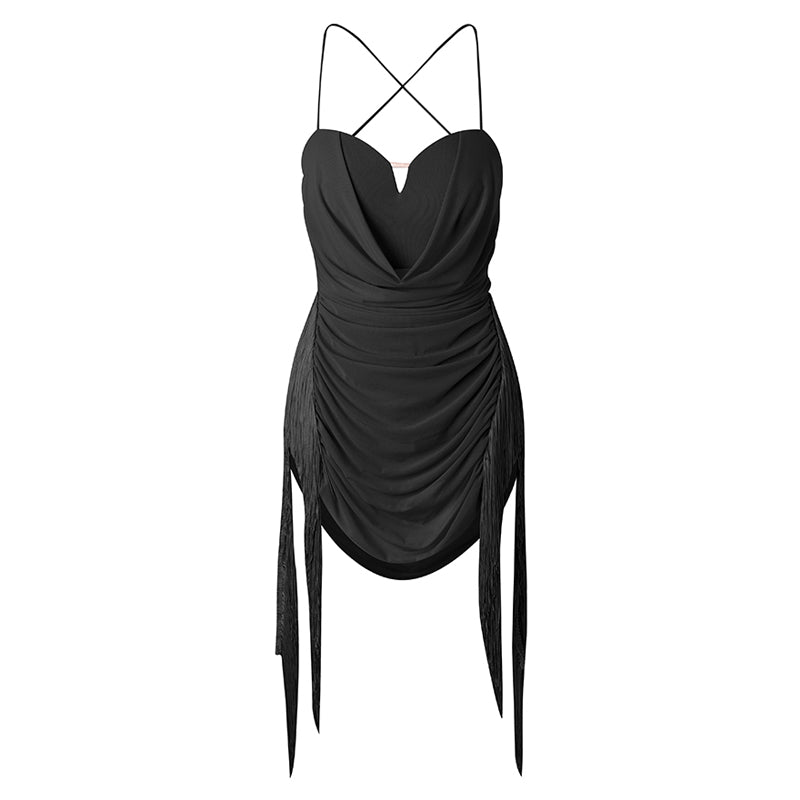 Women's Polyester Tassel Latin Dance Dress Dance Wear Training Performance Dress