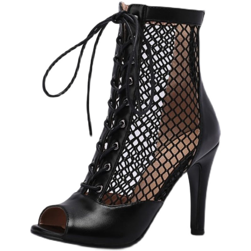 Women's 7cm/9cm Heel Peep Toe Rubber Sole JazShoes Dance Boots
