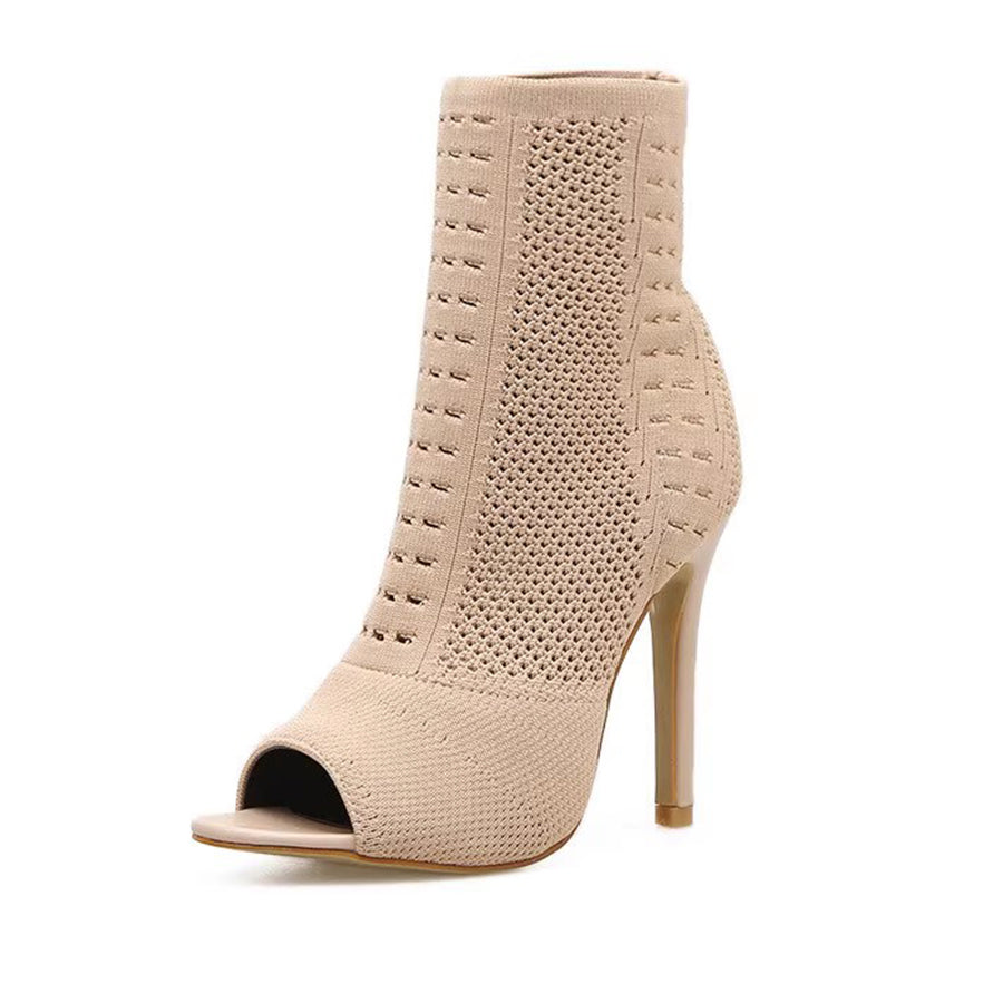 Women's 10cm Rubber Sole Slim High Heel Salsa JazDance Shoes Heels Dance Boots