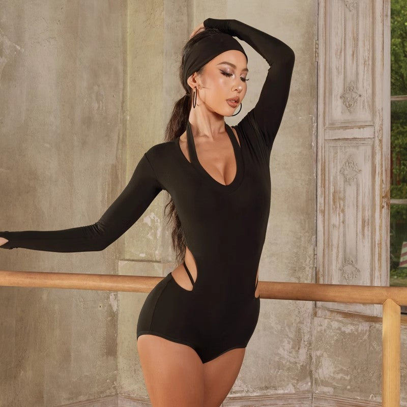 Women's Long Sleeve Dance Tops Bodysuit LeotarPractice DanceWear