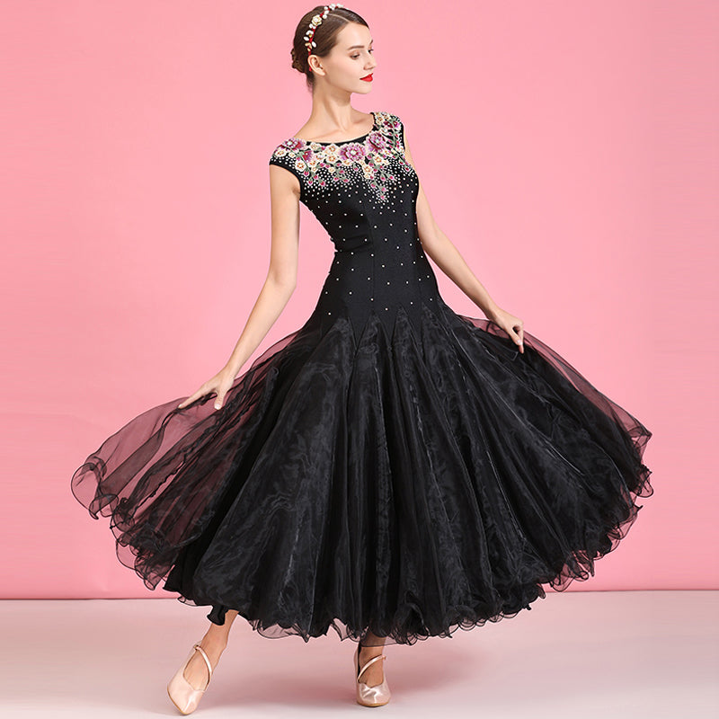 Women's Sleeveless Floral Print Ballroom Dance Costume Dress Modern Dance Swing Dress Training Performance Dance Wear