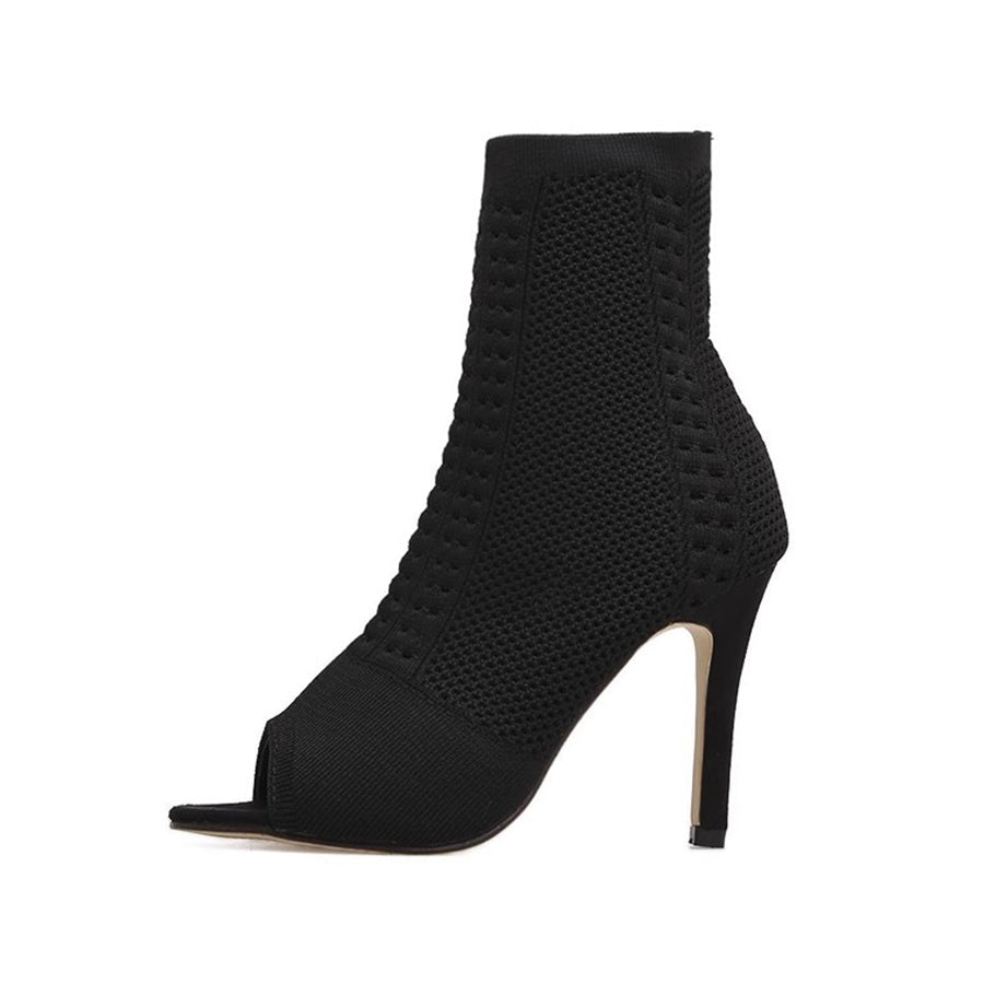Women's 10cm Rubber Sole Slim High Heel Salsa JazDance Shoes Heels Dance Boots