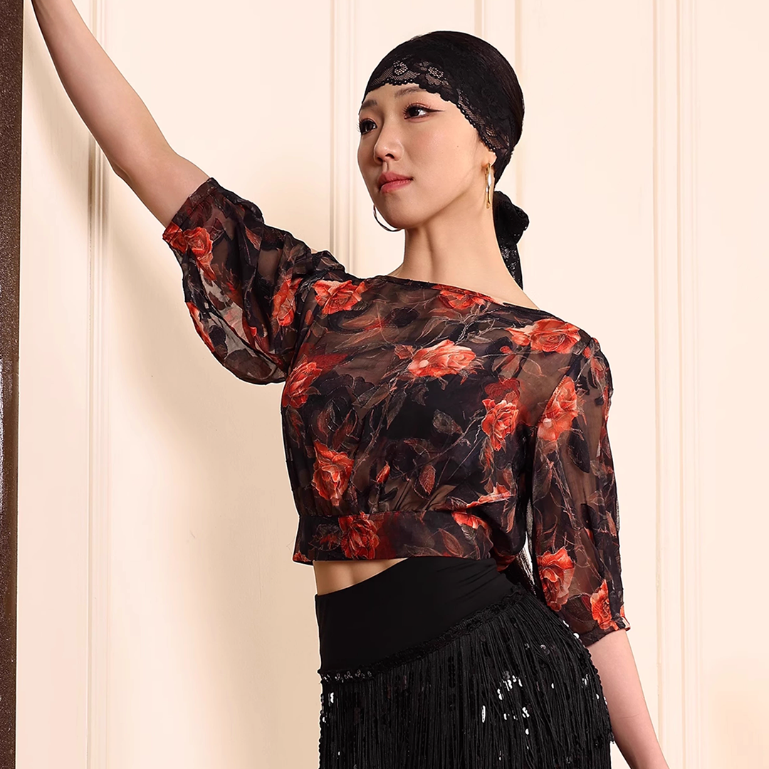 Women's Short Sleeves Latin Dance Tops Dance Wear Training Performance Dance Tops
