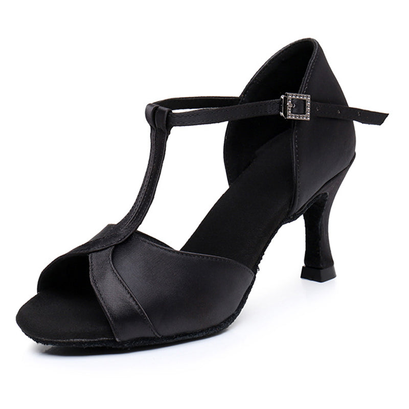 Women's Satin 5.5cm/7.5cm Heel Ankle Strap Latin Shoes Ballroom Dance Shoes