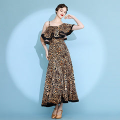 Women's Leopard Print Modern Dance Performance Dress WaltBallroom Dance Dress