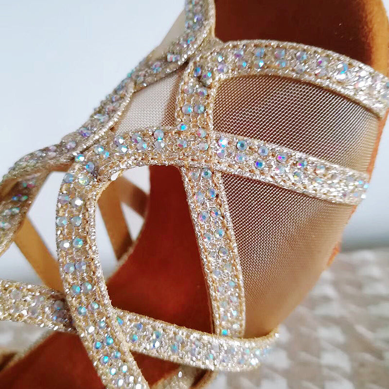 Women's Sparkling Glitter Customized Heel Latin Shoes Salsa Shoes Ballroom Dance Shoes