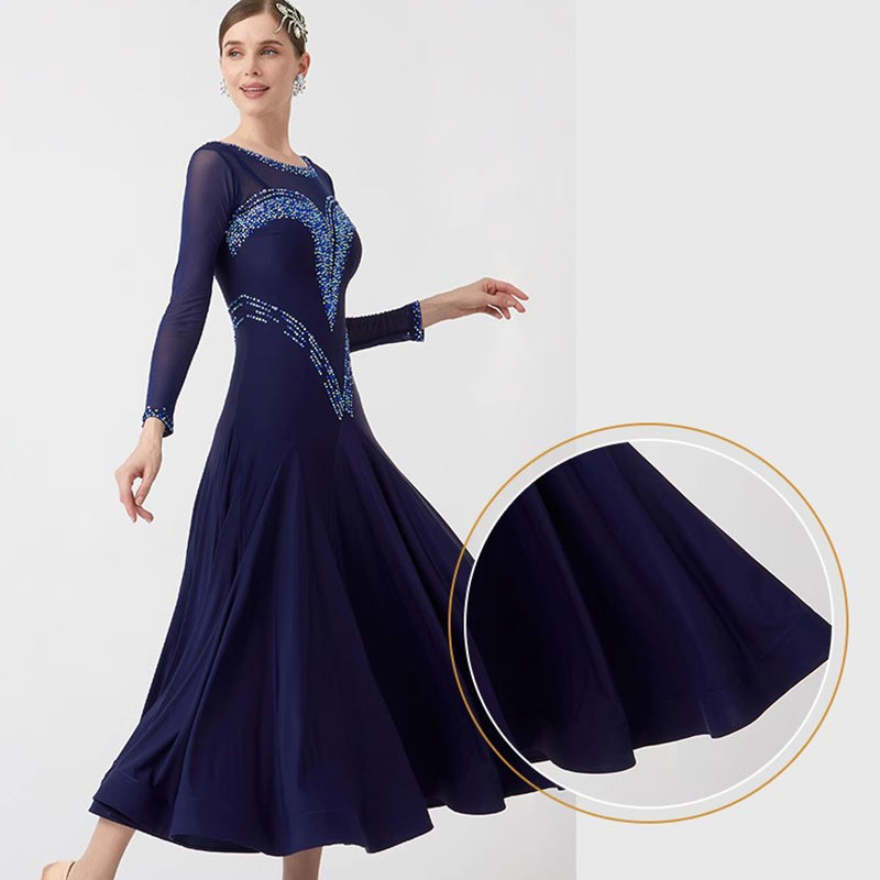 YUN Customisable-Women's Navy DiamonBallroom WaltModern Dance Dresses Dancewear