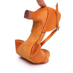 Women's Satin 5.5cm/7.5cm Heel Ankle Strap Latin Shoes Ballroom Dance Shoes