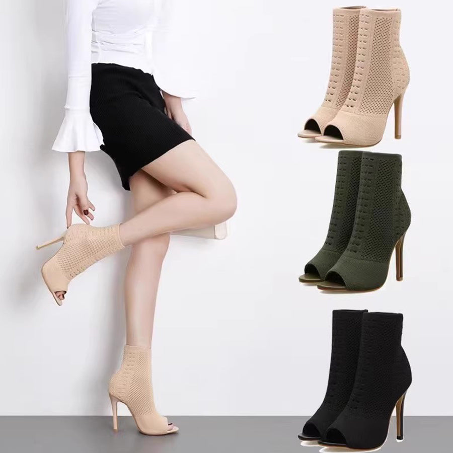Women's 10cm Rubber Sole Slim High Heel Salsa JazDance Shoes Heels Dance Boots