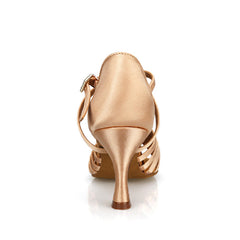 Women's Champagne Satin 7.5cm Heel Strappy Knot Latin Dance Shoes Ballroom Dance Shoes
