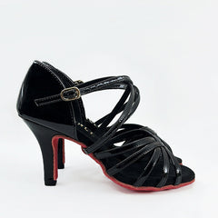 Women's Black Leatherette Customized Heel Latin Dance Shoes Ballroom Dance Shoes