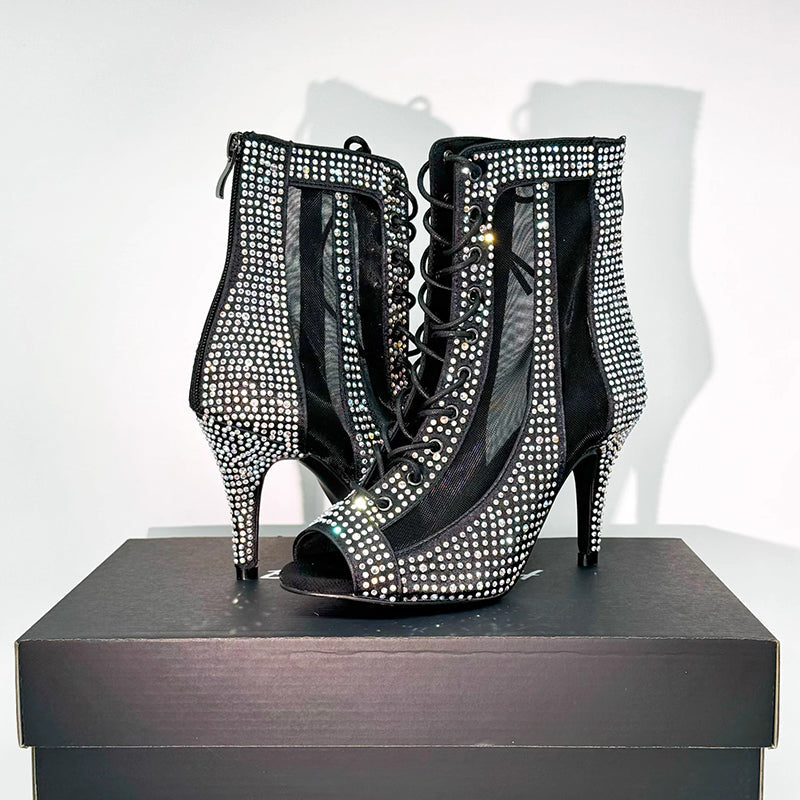 Women's Customized Heel Rhinestone Satin Customized Heels Dance Boots JazSalsa Dancing Shoes
