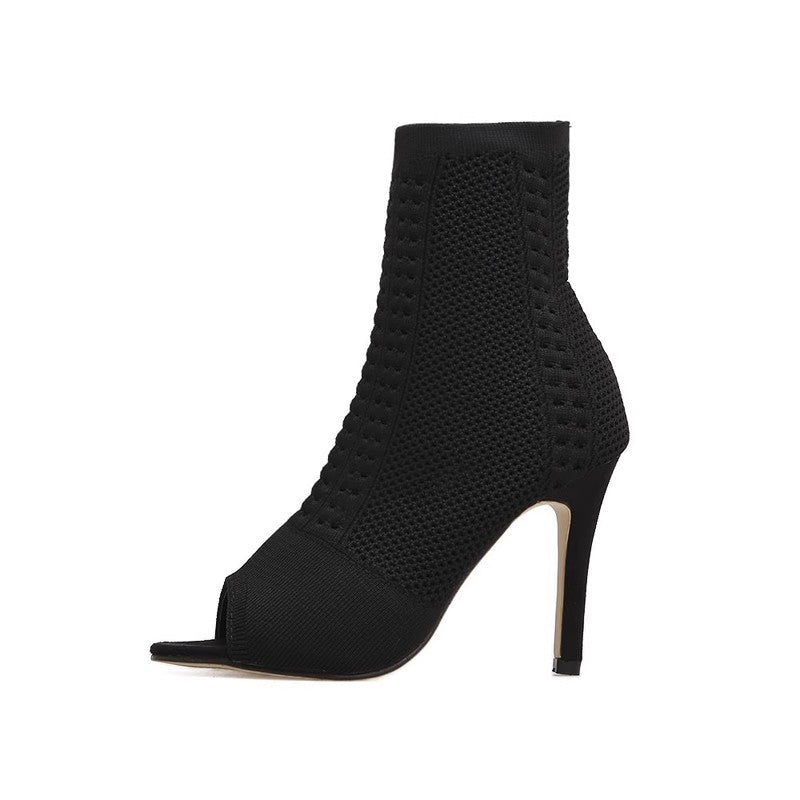 Women's 10cm Rubber Sole Slim High Heel Salsa JazDance Shoes Heels Dance Boots